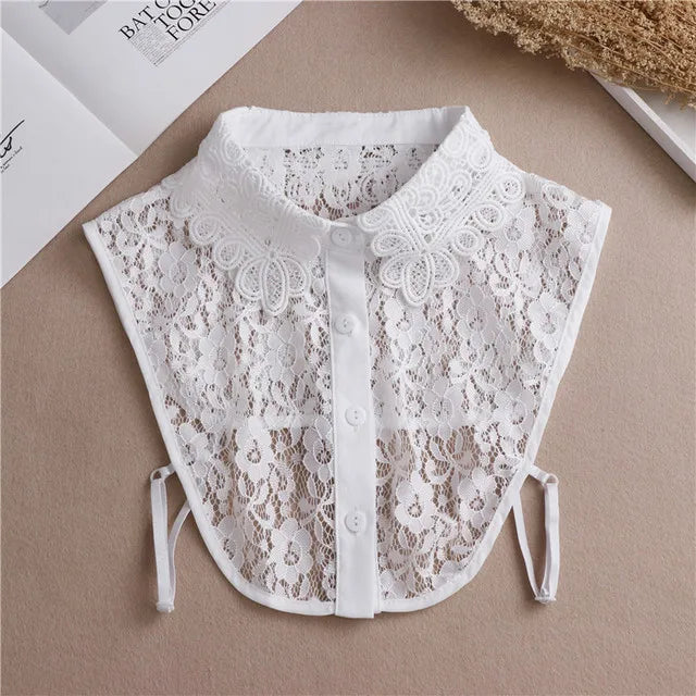 Women's Vintage Lace Front Tie Detachable Collar