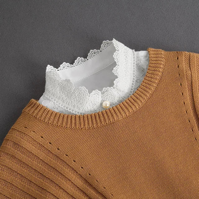 Women's Vintage Lace Front Tie Detachable Collar