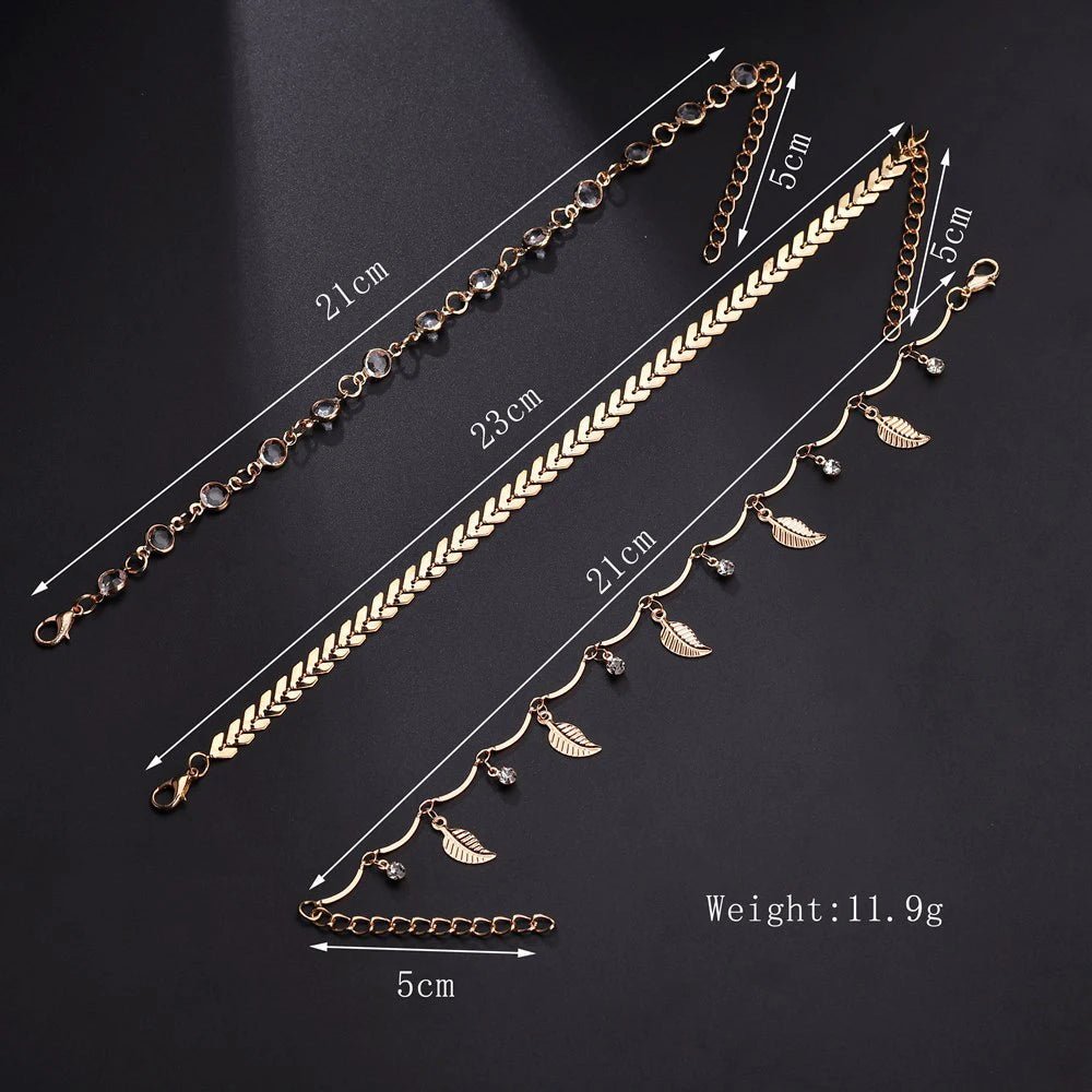 SUMENG 3pcs/set Bohemian Anklets Foot Accessories Summer Beach Barefoot Sandals Bracelet Female Fashion Jewelry For Women Gifts - memorylane shop