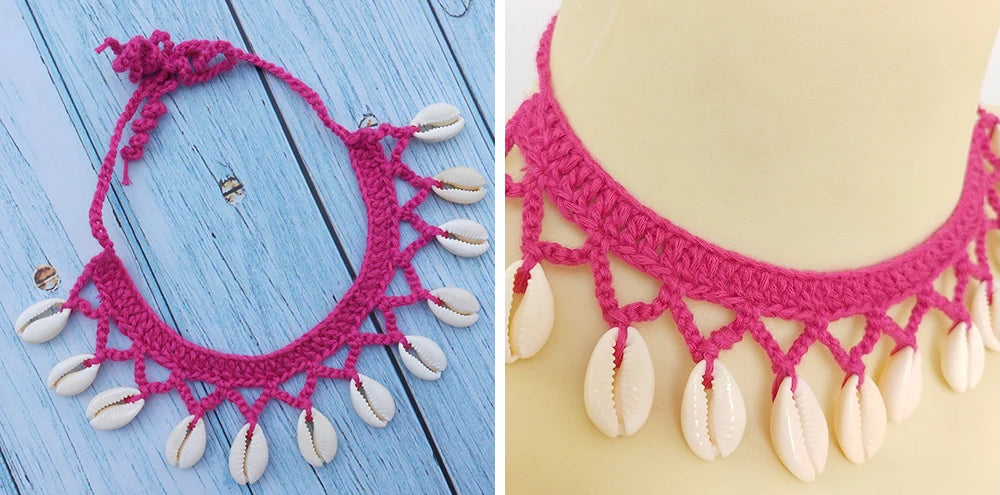Seashell Anklet Chain – Crochet Bohemian Beach Foot Jewelry