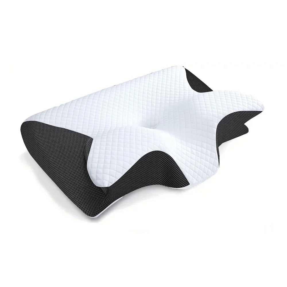 2-in-1 memory foam neck pillow - contoured orthopedic support for better sleep
