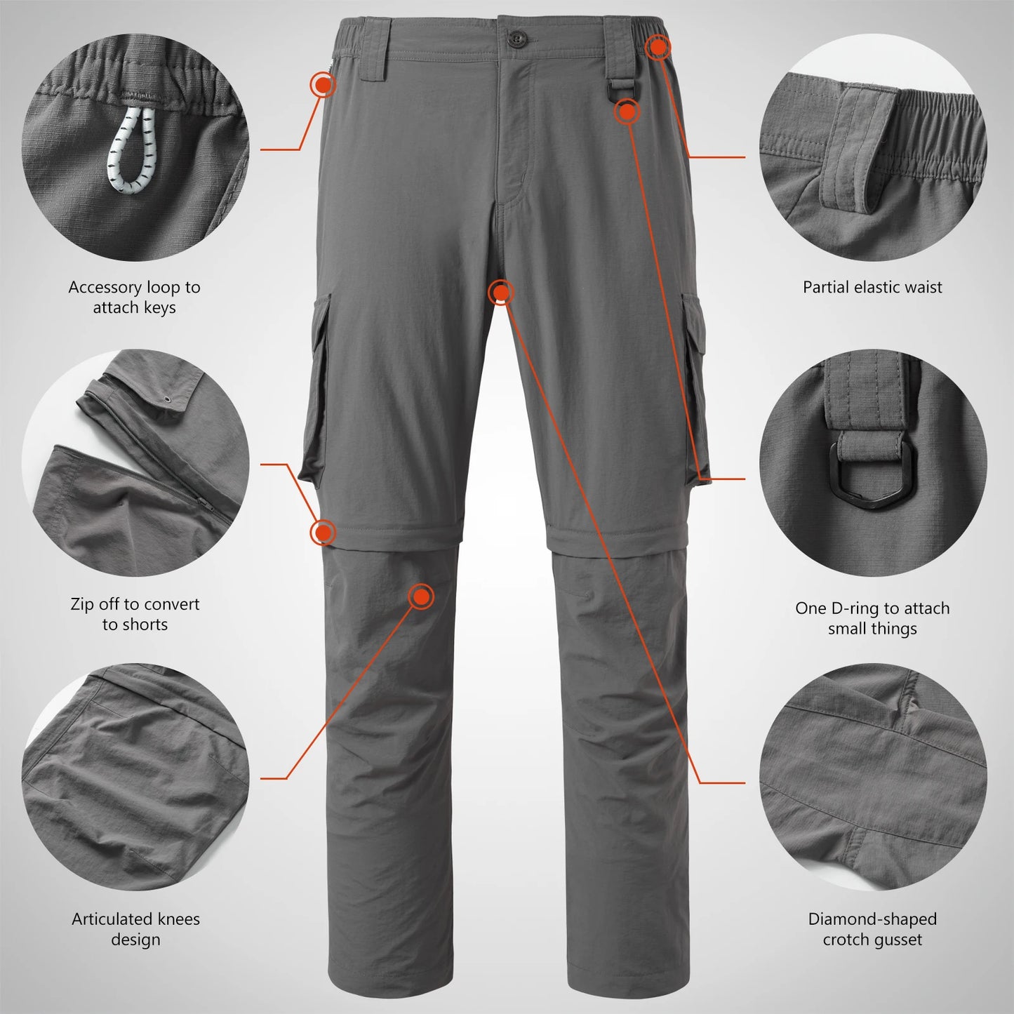 Bassdash Men’s Outdoor Quick Dry Convertible Pants Zip - Off Water Resistant Lightweight Fishing Hiking Cargo Shorts with UPF50+ - memorylane shop