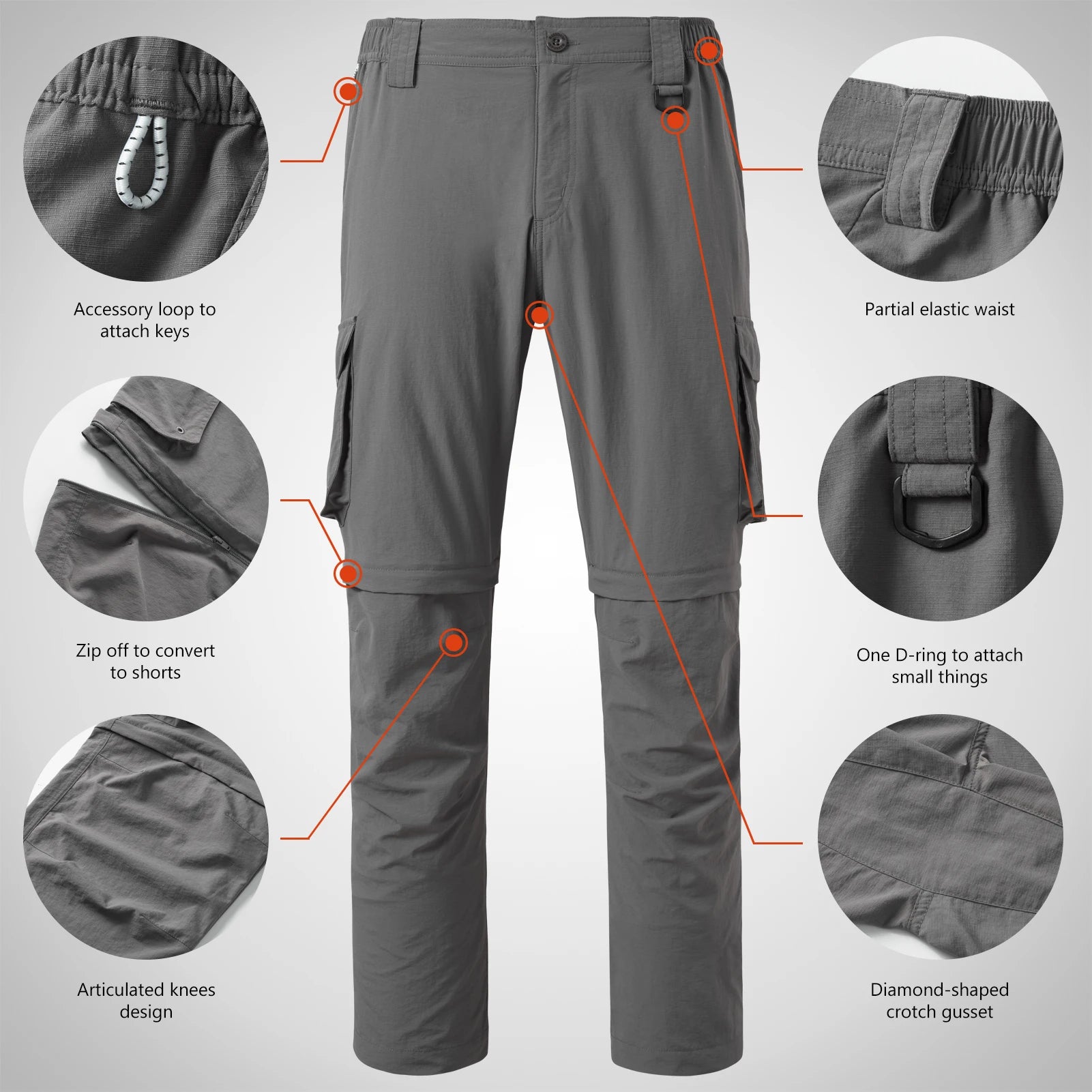Bassdash Men’s Outdoor Quick Dry Convertible Pants Zip - Off Water Resistant Lightweight Fishing Hiking Cargo Shorts with UPF50+ - memorylane shop