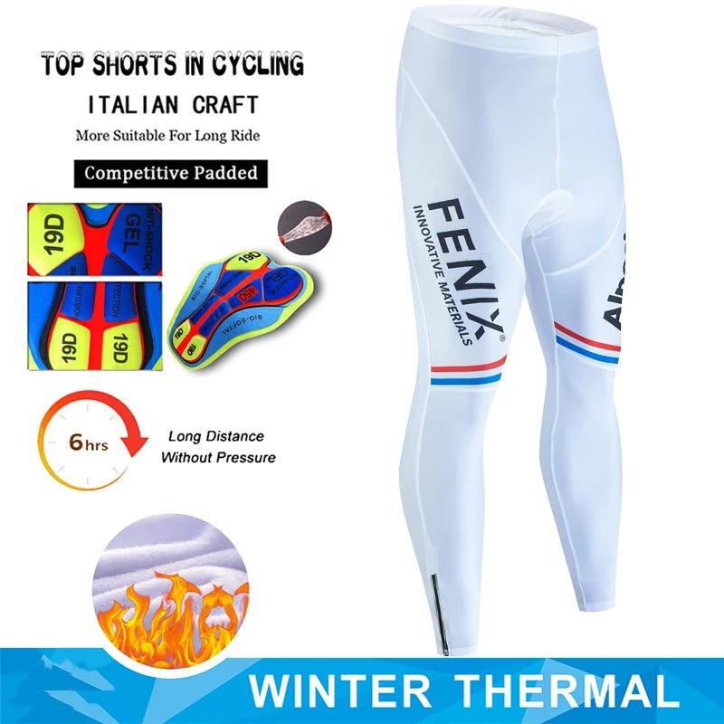 Alpecin Cycling Pants Winter Fleece Thermal Cycling Tights Men Cycling Bib Pants Windproof Bike Long Trousers MTB 19D GEL Padded - memorylane shop