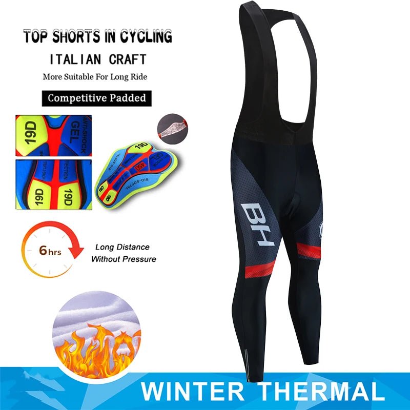 Alpecin Cycling Pants Winter Fleece Thermal Cycling Tights Men Cycling Bib Pants Windproof Bike Long Trousers MTB 19D GEL Padded - memorylane shop