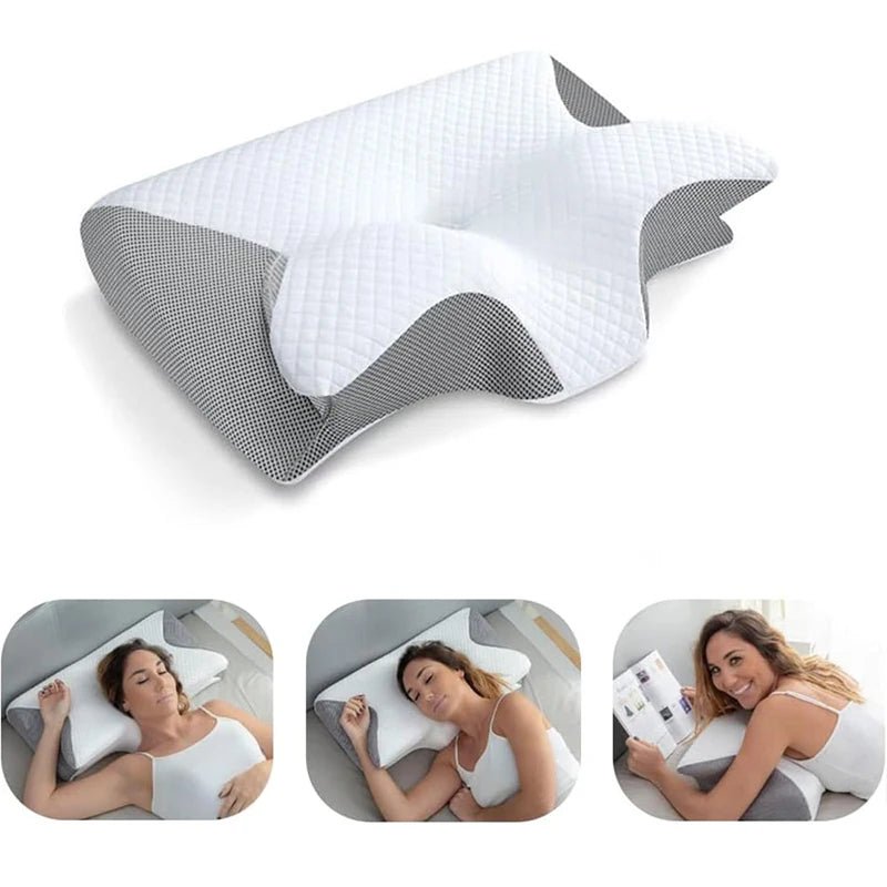 Memory foam cervical pillow—ergonomic contour orthopedic neck pain support pillow