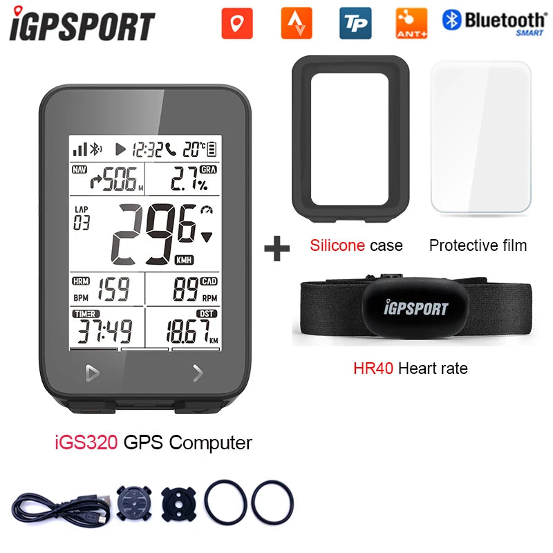 IGPSPORT iGS320 TYPE-C Blu5.0 ANT+ long battery 2.4 inch Outdoor Gps Bike Computer Navigation Tracking Wireless Speedometer