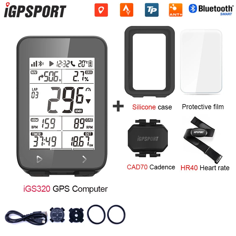 IGPSPORT iGS320 TYPE-C Blu5.0 ANT+ long battery 2.4 inch Outdoor Gps Bike Computer Navigation Tracking Wireless Speedometer