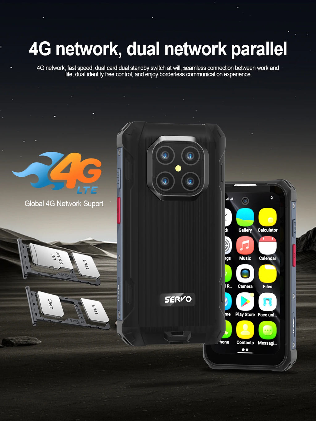 SERVO TANK500 Rugged Smartphone – IP68, 4G LTE, Android 12, 6GB RAM