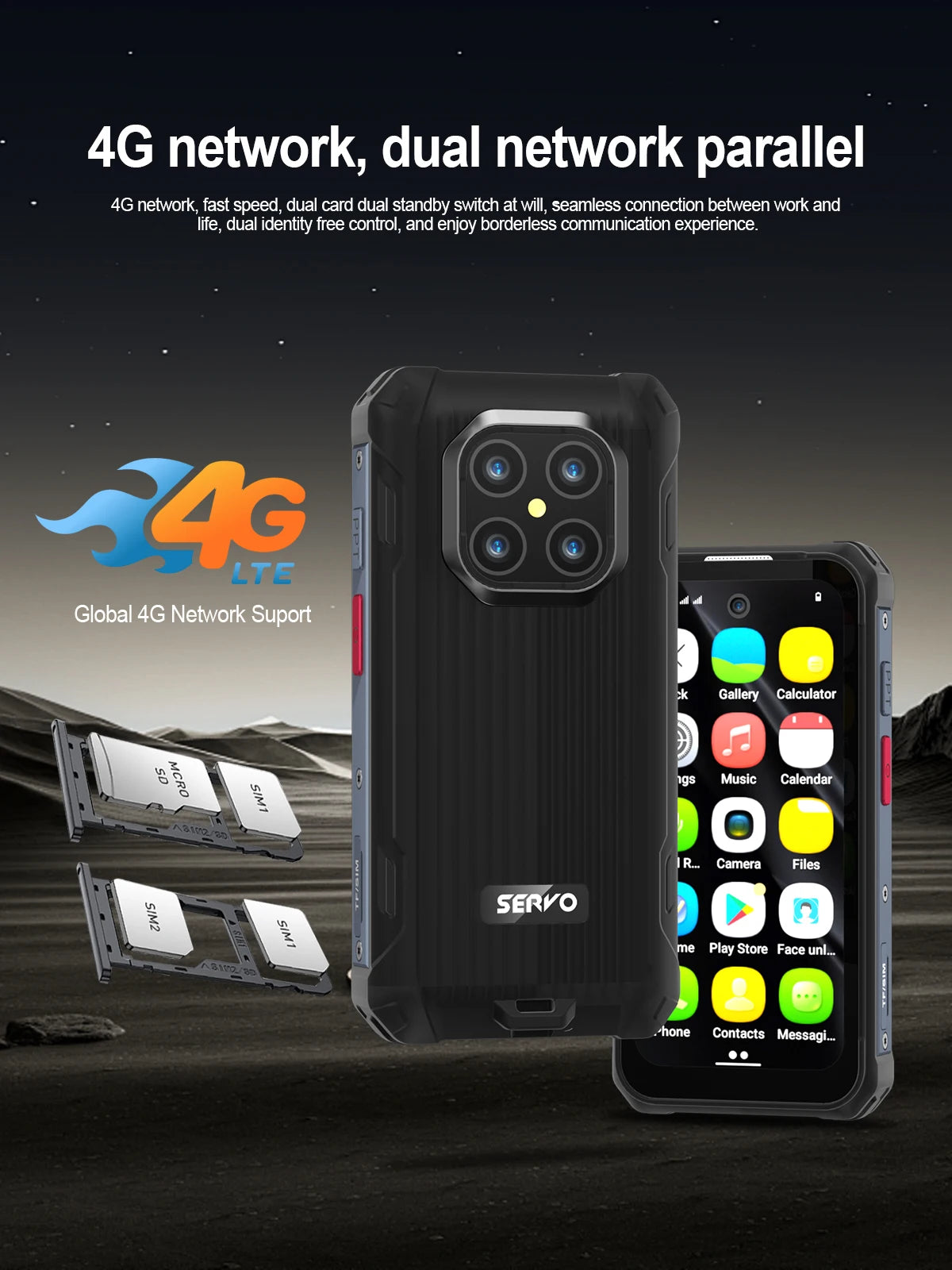 SERVO TANK500 Rugged Smartphone – IP68, 4G LTE, Android 12, 6GB RAM