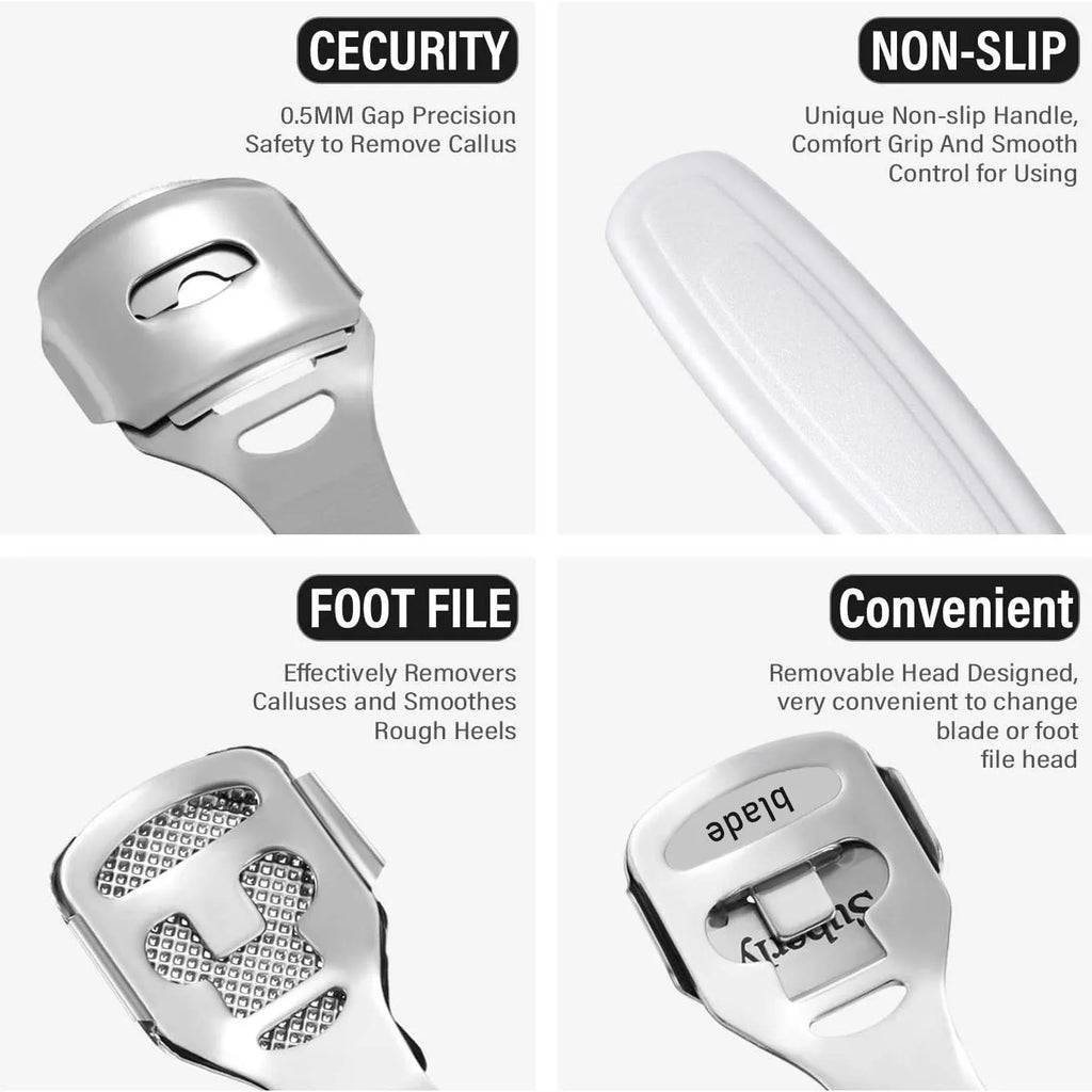 Foot Callus Shaver Heel Hard Skin Remover Hand Feet Pedicure Razor Tool Shavers Stainless Steel Handle 10 Blades Foot Care Tools - memorylane shop