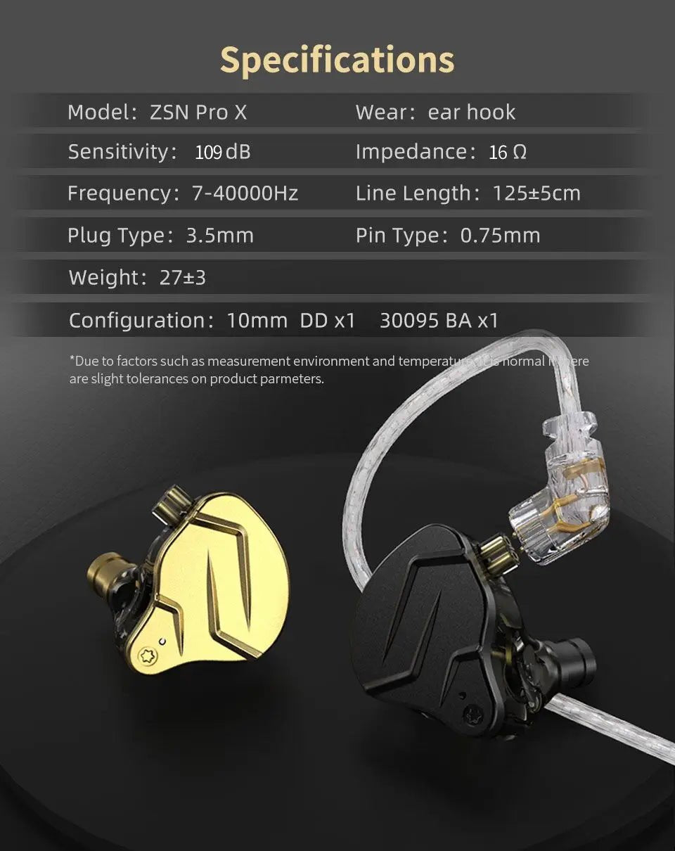 KZ ZSN Pro X 1DD 1BA Metal HIFI In Ear Earphone Bass Earbuds Hybrid Driver Sport Headset Very Low Voice For ZSX ZAX ASX EDX Z1 - memorylane shop