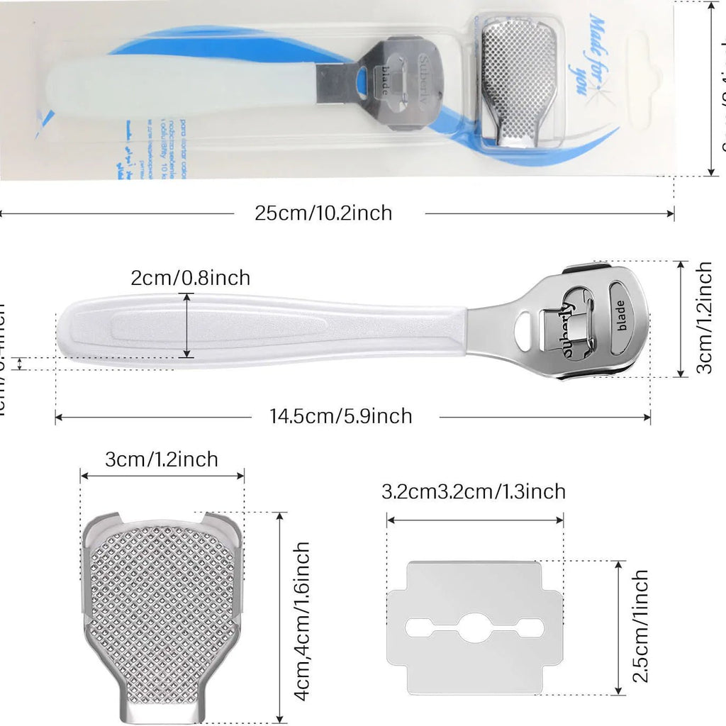Foot Callus Shaver Heel Hard Skin Remover Hand Feet Pedicure Razor Tool Shavers Stainless Steel Handle 10 Blades Foot Care Tools - memorylane shop