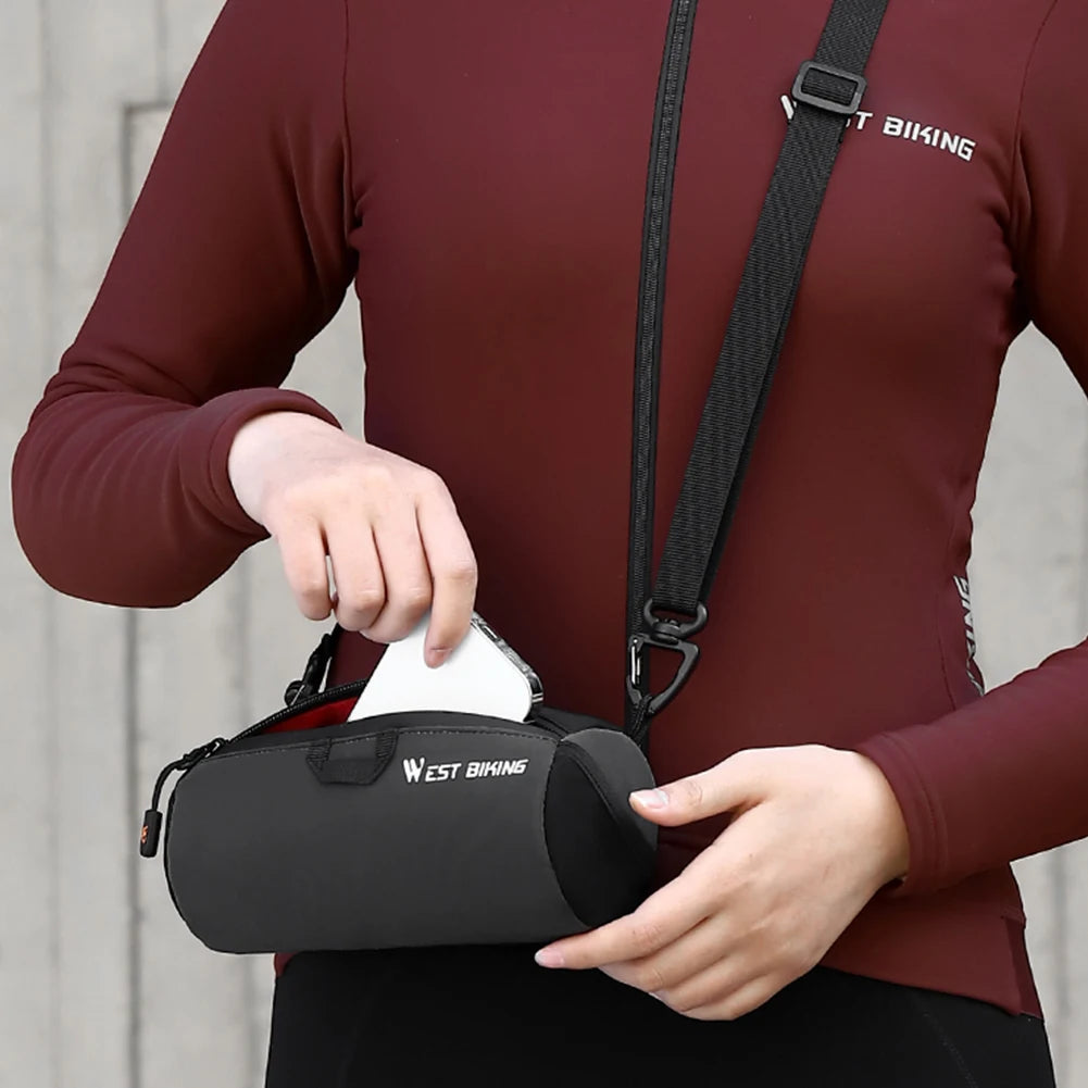 1L Reflective Bicycle Handlebar Bag Front Bike Bags With Adjustable Strap Portable Shoulder Bag For Cycling Road Bike Scooter