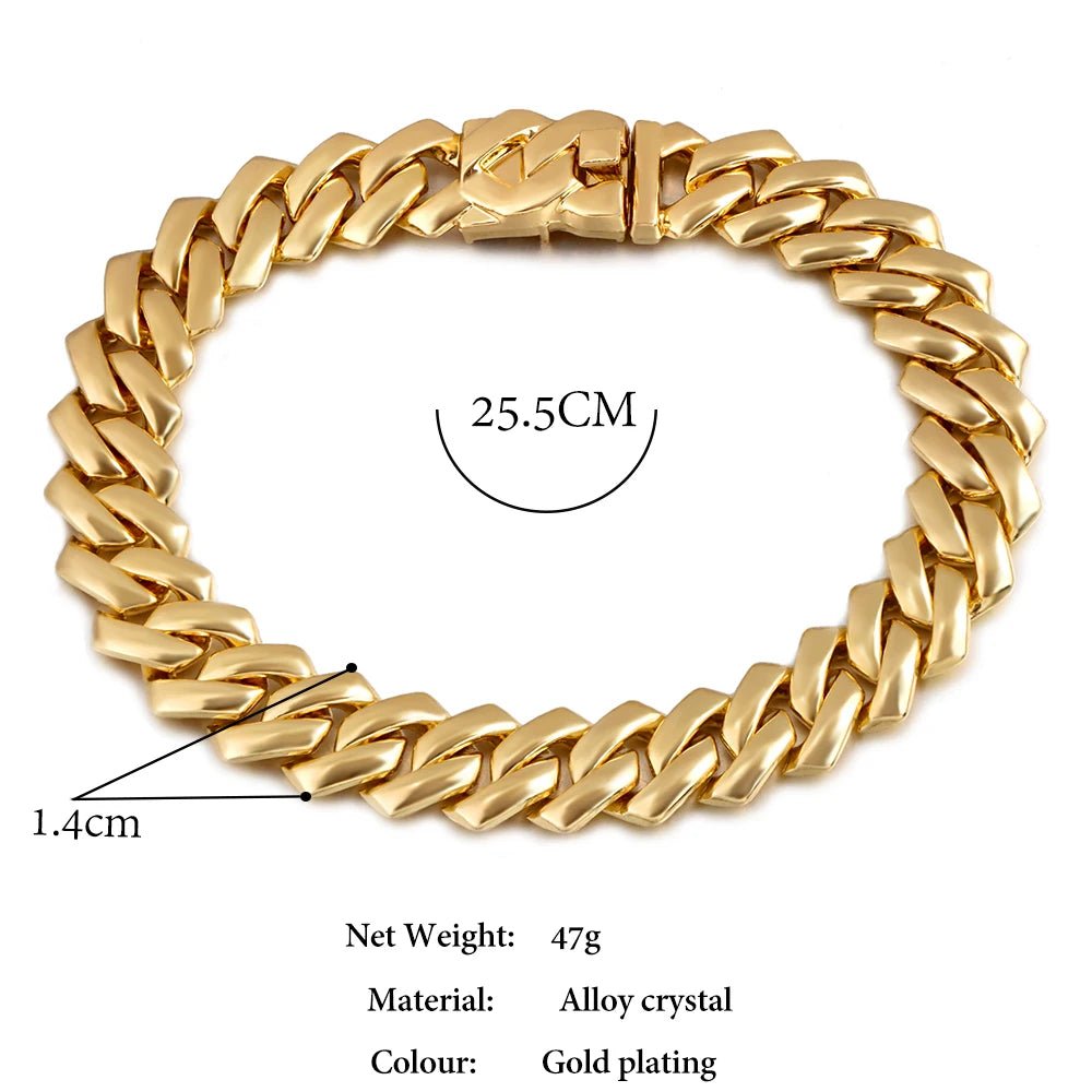 Summer 14MM Chunky Cuban Anklet For Women Gold - plated Rhombus Cuban Link Chain Anklets Beach Sandals Jewelry New - memorylane shop