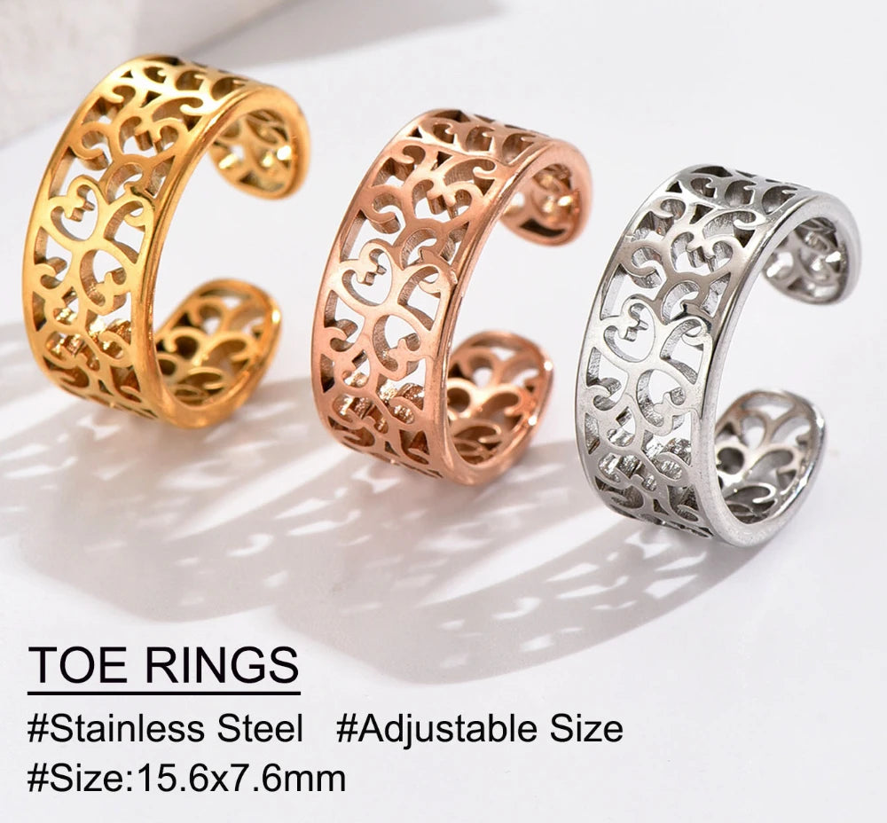 3pc Stainless Steel Hollow Arrowhead Toe Rings for Women