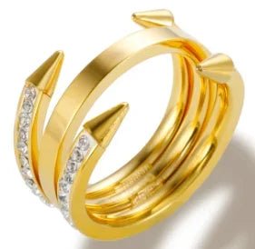 Personality Round Beads Ring Band Small Clear Crystal Zircon Waterproof Stainless Steel Rings Simple Granular Fine Jewelry - memorylane shop