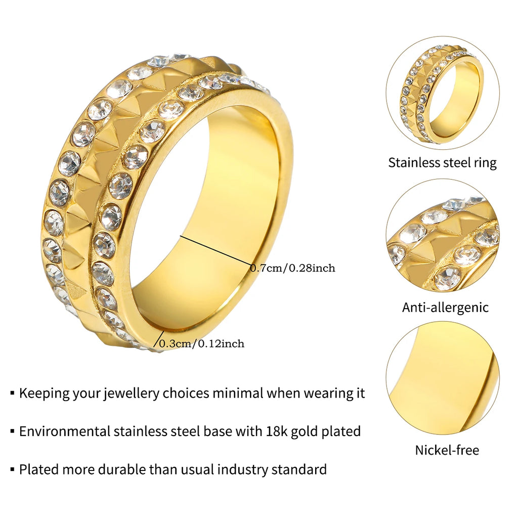 Stainless Steel Zircon Ring for Women – Waterproof Romantic Jewelry
