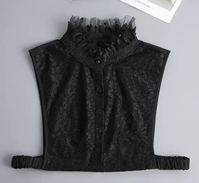 Fashion 2025 Front Tie White Fake Collar for Women Stand Detachable Collar Fake Girls Vintage Lace Ladies False Blouse Collar - memorylane shop