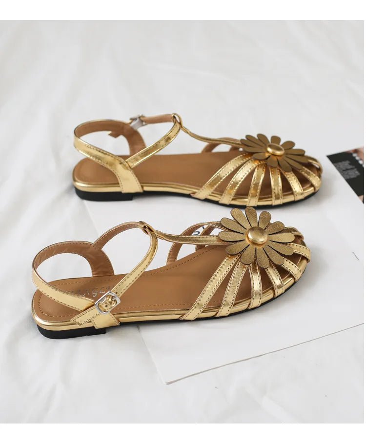 Summer Flat Sandals for Women Braided Hollow Closed - toe Sandals Outdoor Wear Breathable Holiday Roman Shoes sandalias de mujer - memorylane shop