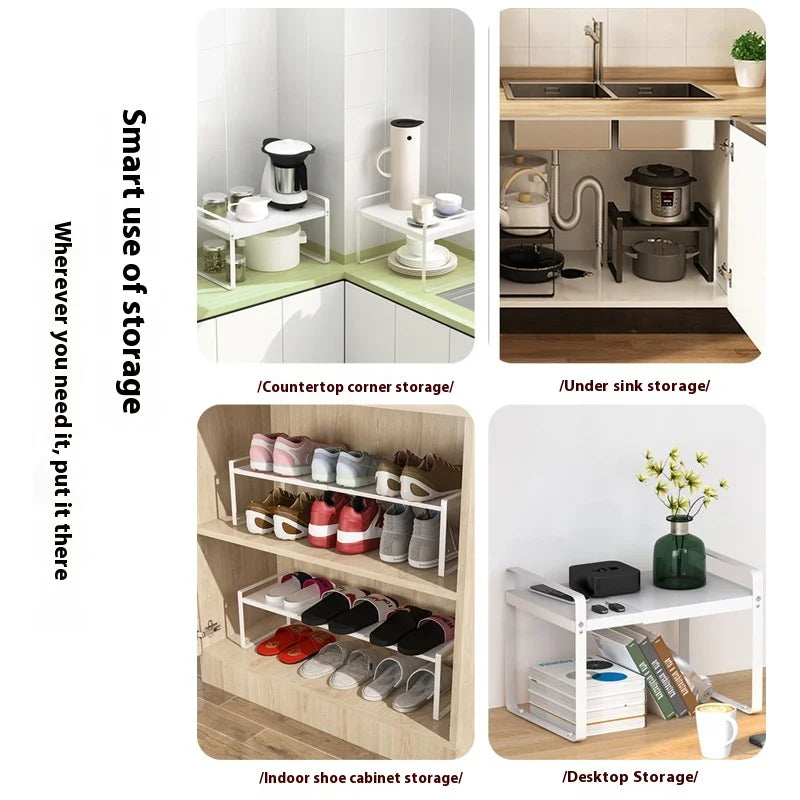 Retractable Kitchen Countertop Shelf – Adjustable Microwave & Oven Rack Organizer