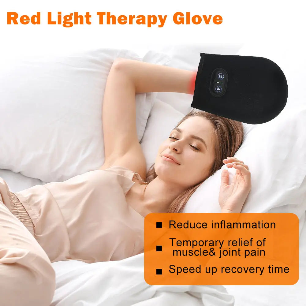 Wireless Red Light Therapy Glove for Hands，660&850 nm Near-Infrared light Pain Relief for Arthritis, Carpal Tunnel, Sore Muscles