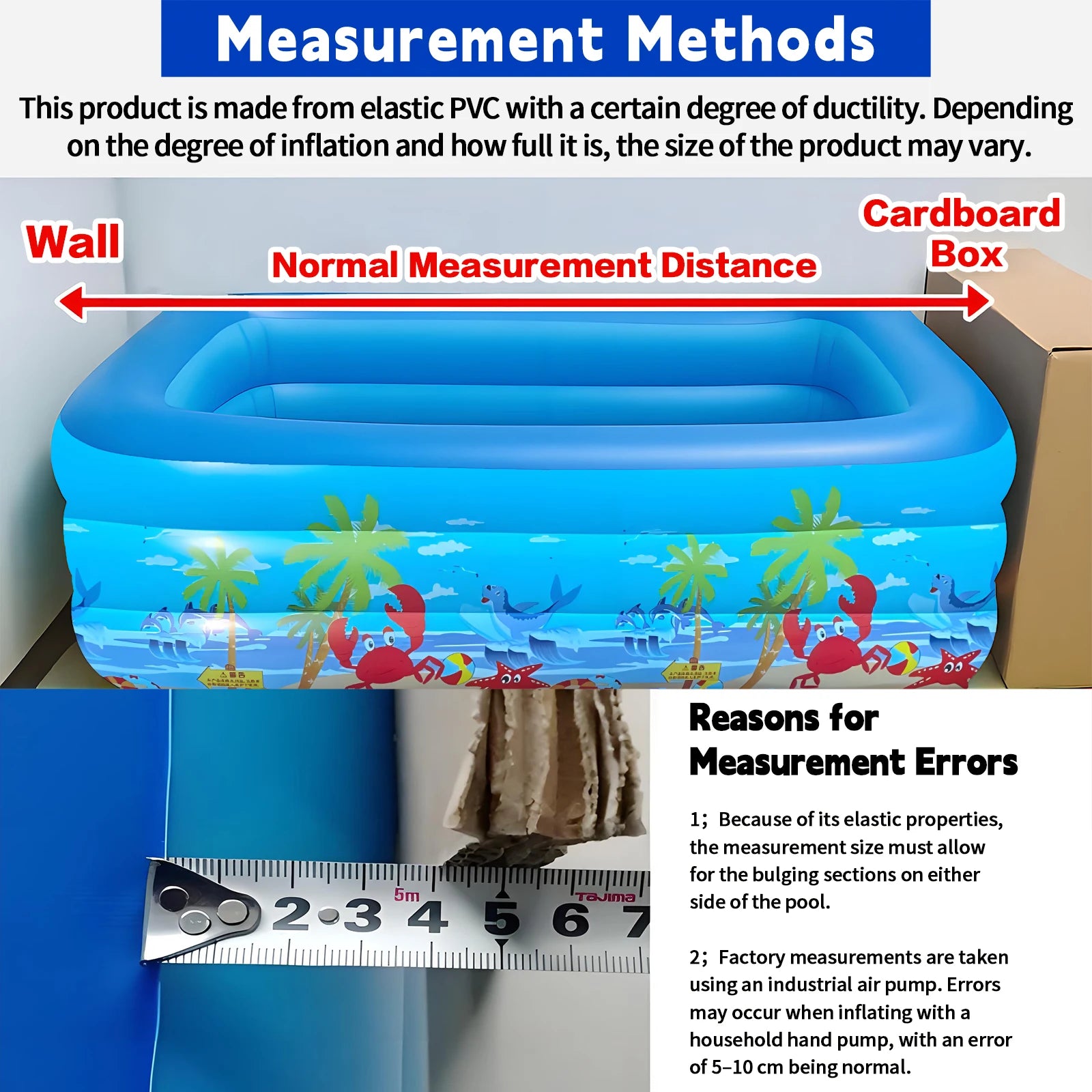 120cm~150cm Inflatable Ball Pit Pool for Kids, Toddlers, Blow Up PVC Swimming Pool for Indoor Outdoor Water Party Backyard, Blue