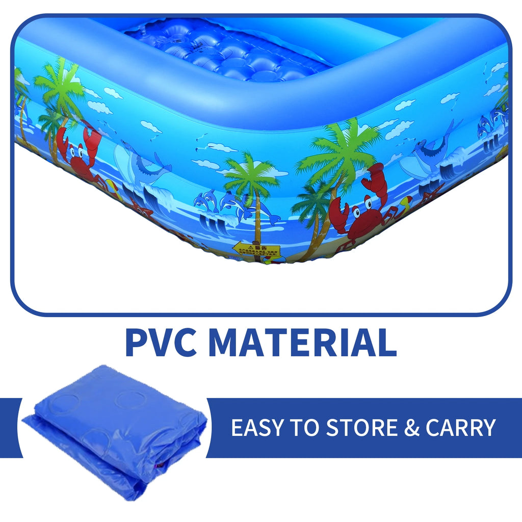 120cm~150cm Inflatable Ball Pit Pool for Kids, Toddlers, Blow Up PVC Swimming Pool for Indoor Outdoor Water Party Backyard, Blue