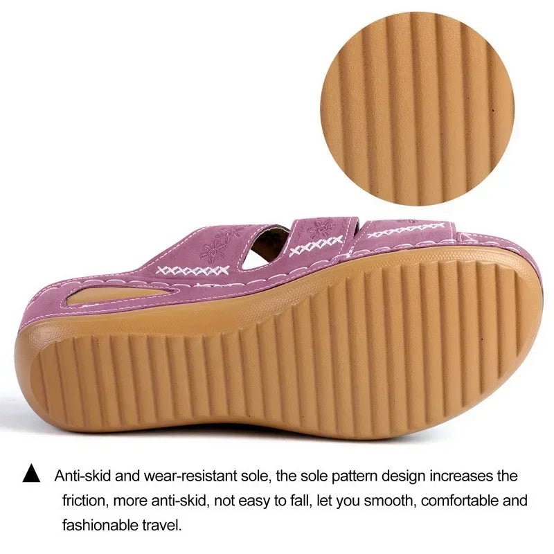 Summer 2025 women's sandals with exposed toes, retro anti slip leather casual women's fashionable versatile sandals - memorylane shop