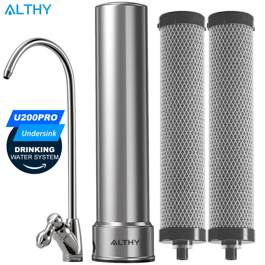 ALTHY U200PRO Kitchen Under Sink Drinking Water Filter Purifier 5 in 1, Stainless Steel Filtration System With Faucet - memorylane shop