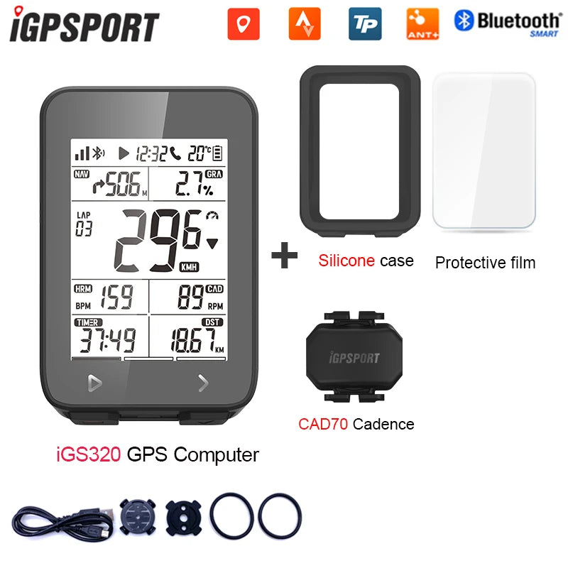 IGPSPORT iGS320 TYPE-C Blu5.0 ANT+ long battery 2.4 inch Outdoor Gps Bike Computer Navigation Tracking Wireless Speedometer