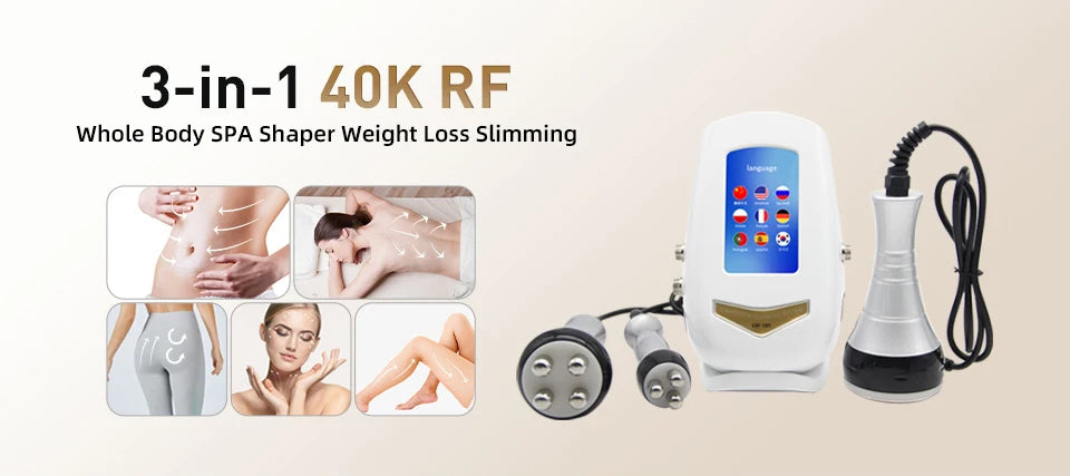 40K 3-in-1 Ultrasonic Body Shaping Instrument Negative Pressure Slimming Beauty Massage  Facial Care Beauty Salon Dedicated