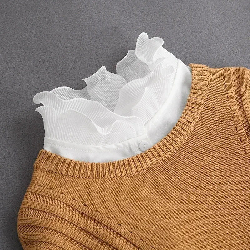 Women's Vintage Lace Front Tie Detachable Collar