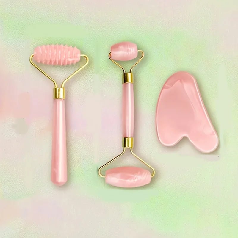 Facial Roller Set, Heart Face Massager, Body Gua Sha, 4 Seasons Double - Ended Beauty Stick Tools for Skincare - memorylane shop