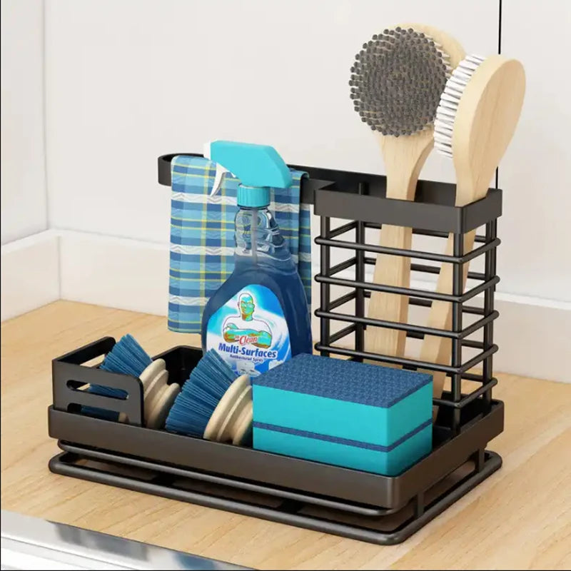Stainless Steel Kitchen Sink Organizer – Sponge Holder & Dish Drying Rack