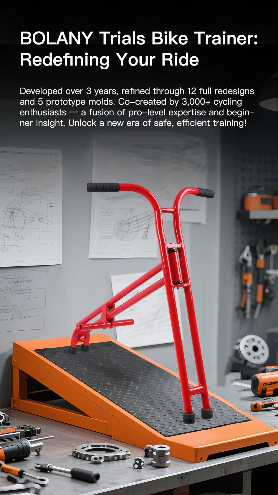 BOLANY Trial Bike Training Stand Frame Aluminum Alloy Bicycle Frame for Body Positioning Bike Trials Trial Riding Training Tools