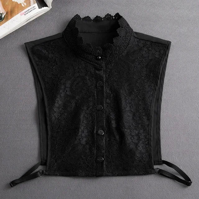 Women's Vintage Lace Front Tie Detachable Collar