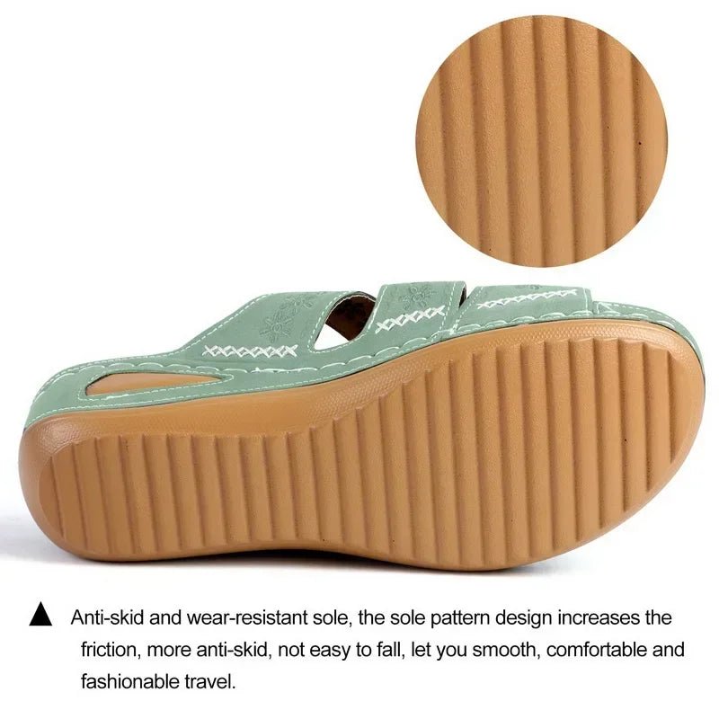 Summer 2025 women's sandals with exposed toes, retro anti slip leather casual women's fashionable versatile sandals - memorylane shop