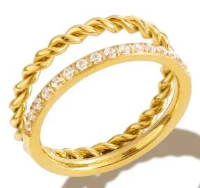 Stainless Steel Ring for Women Inlaid Zircon Rings Waterproof Romantic Fashion Jewelry - memorylane shop