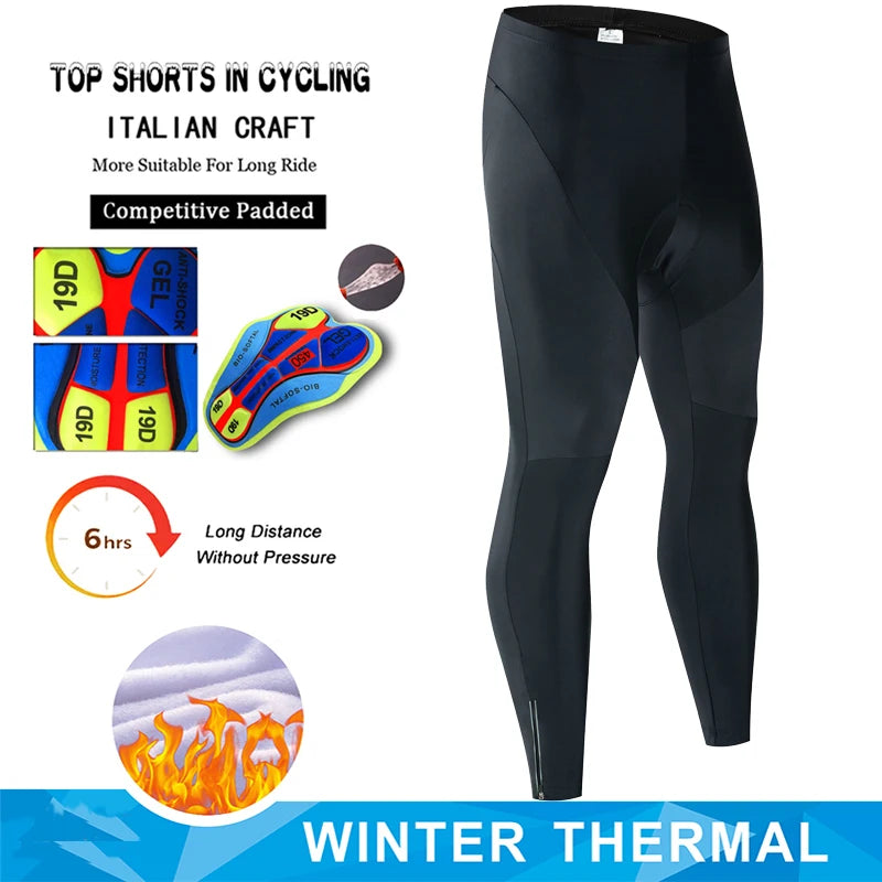 Alpecin Cycling Pants Winter Fleece Thermal Cycling Tights Men Cycling Bib Pants Windproof Bike Long Trousers MTB 19D GEL Padded