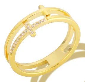 Stainless Steel Ring for Women Inlaid Zircon Rings Waterproof Romantic Fashion Jewelry - memorylane shop