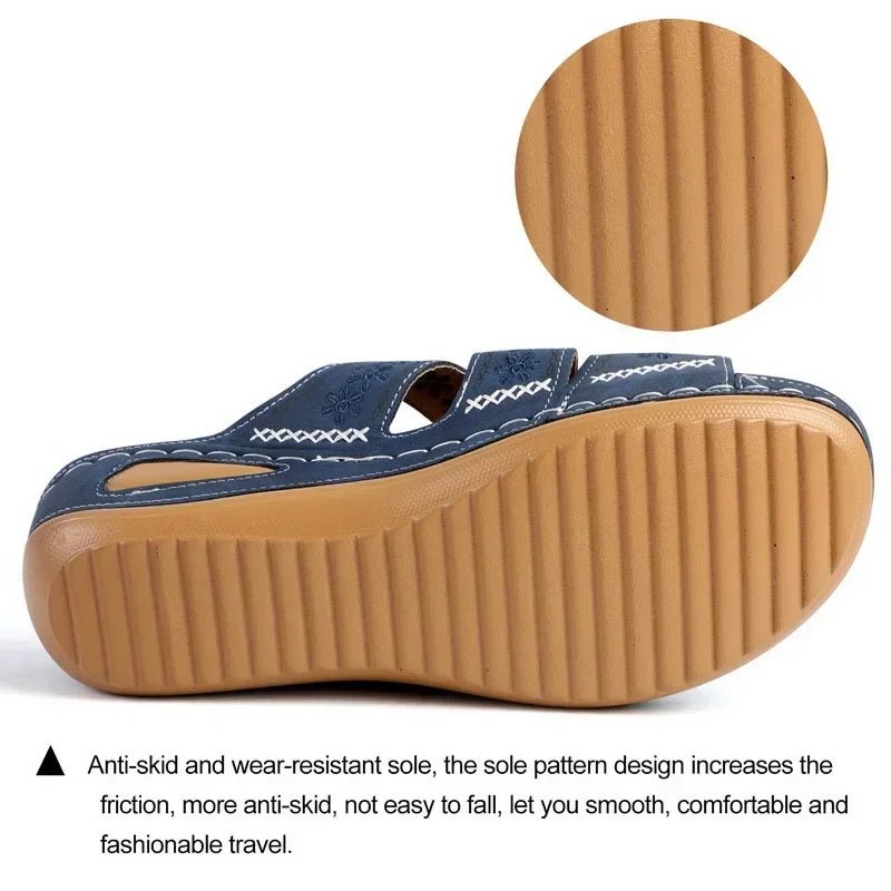 Summer 2025 women's sandals with exposed toes, retro anti slip leather casual women's fashionable versatile sandals - memorylane shop