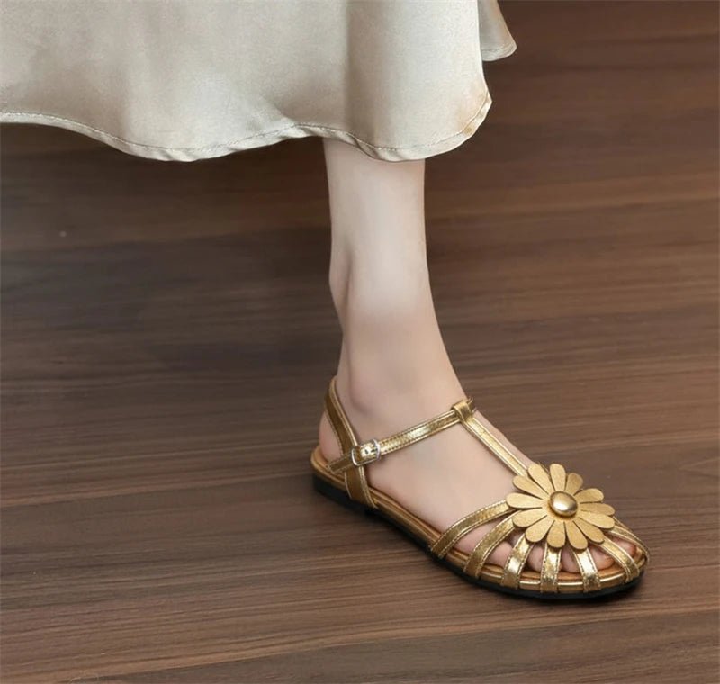 Summer Flat Sandals for Women Braided Hollow Closed - toe Sandals Outdoor Wear Breathable Holiday Roman Shoes sandalias de mujer - memorylane shop