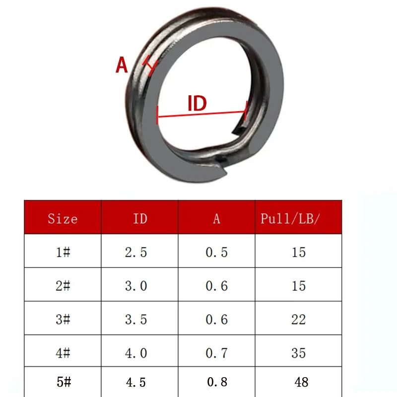 TAKEDO 100PCS/BAG New Arrival Black Nickel Flaser Double Split Ring Stainless Steel Fishing Accessories Connector Fishing Lures