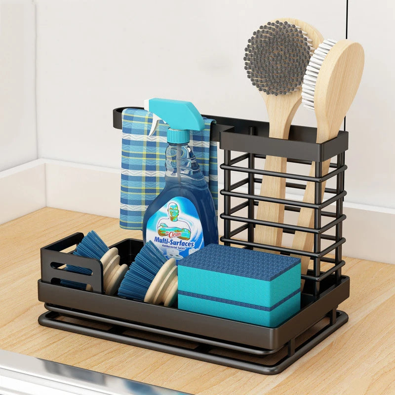 Stainless Steel Kitchen Sink Organizer – Sponge Holder & Dish Drying Rack