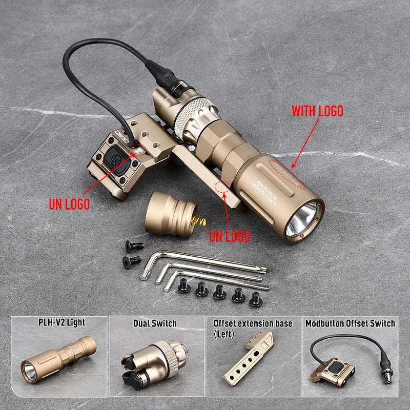 Tactical PLHV2 Flashlight High Power Scout Light Modlit PLH-V2 Hunting Weapon1 Lamp UNIT Offset Switch For 20mm Picatinny Rail