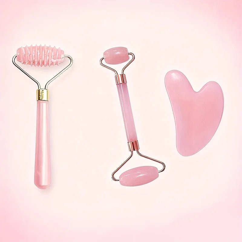 Facial Roller Set, Heart Face Massager, Body Gua Sha, 4 Seasons Double - Ended Beauty Stick Tools for Skincare - memorylane shop