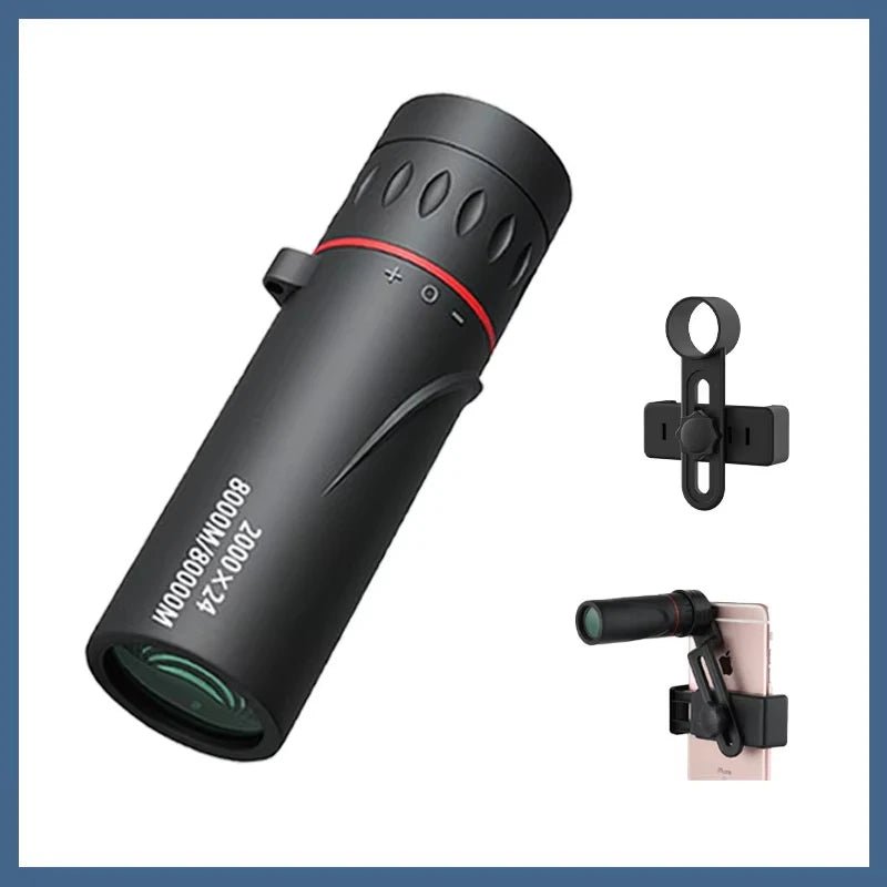 2000x24 HD Monocular Telescope Mini Portable Mobile Phone Telescope with Holder Outdoor Camping Hunting Birdwatching Telescopes - memorylane shop
