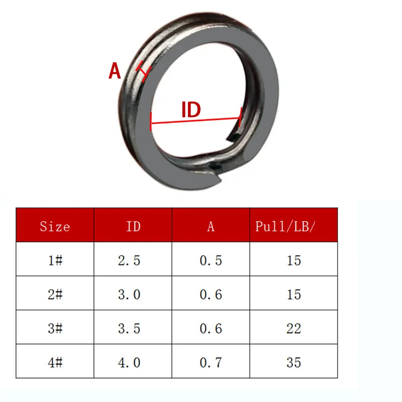 TAKEDO 100PCS/BAG New Arrival Black Nickel Flaser Double Split Ring Stainless Steel Fishing Accessories Connector Fishing Lures