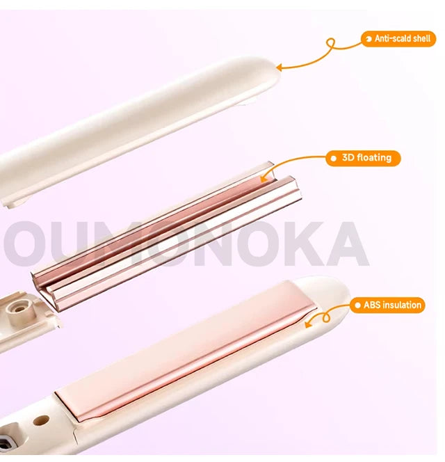 3-in-1 Hair Straightener for Hair Mini Flat Iron Styling Tools & Appliances Brush Beard Salon Hair Curler Professional Hot Comb